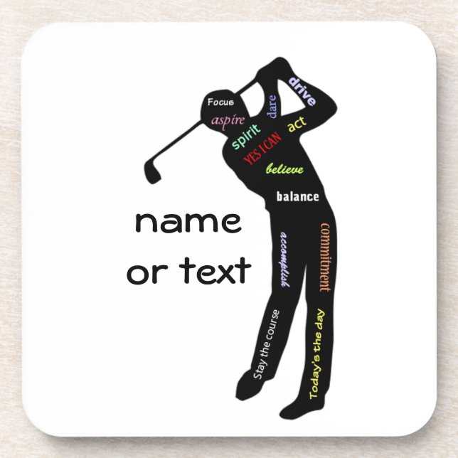 Dessous-de-verre Golf, Sport, Motivation Mots (Devant)