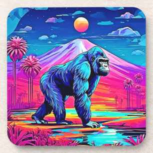 Dessous-de-verre Gorille de Neon en pleine jungle surréaliste