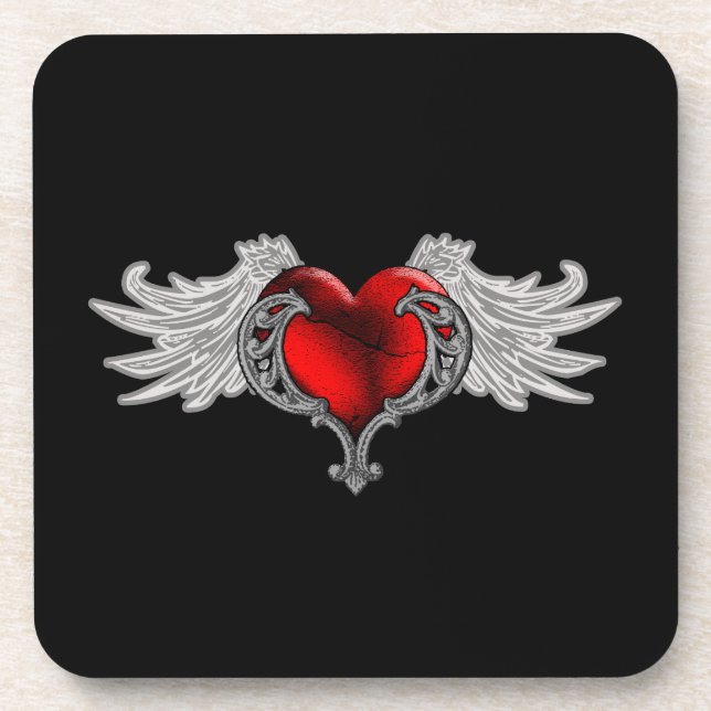 Dessous-de-verre Goth Heart avec Ange Wings (Devant)