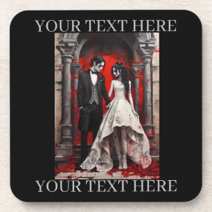 Dessous-de-verre Goth Wedding Couple Quitter l'Eglise