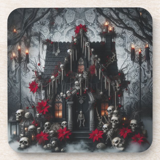 Dessous-de-verre Gothic Castle Night with Skulls, Candles Dark (Devant)