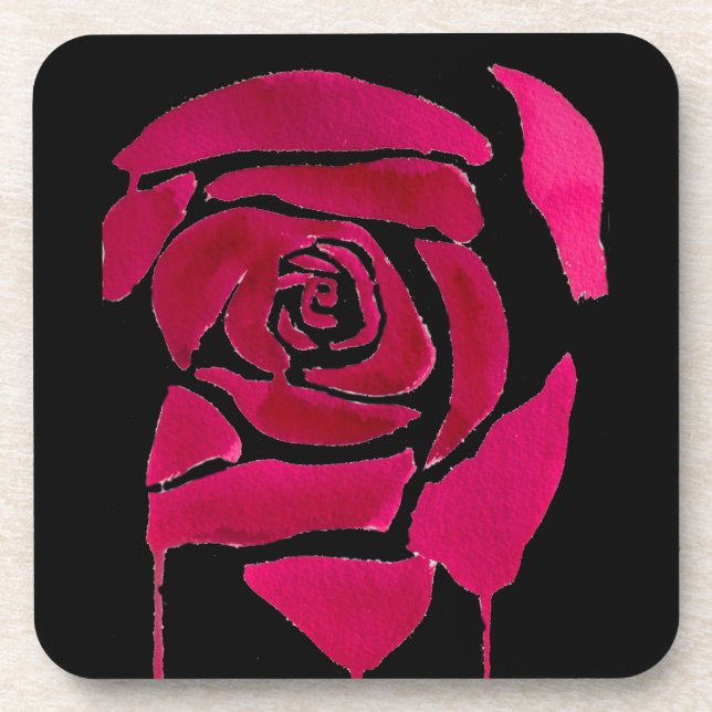Dessous-de-verre Gothique abstrait rose aquarelle art original (Devant)