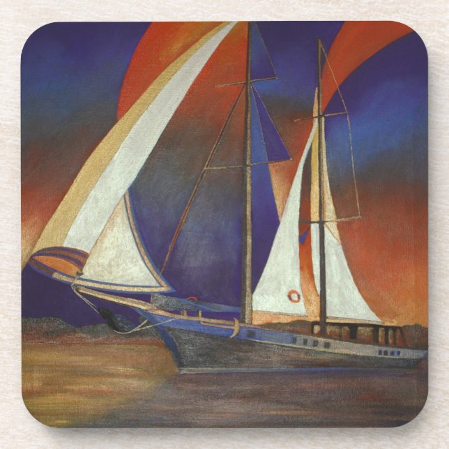 Dessous-de-verre Goulet Artistique sous voile en orange et violet (Devant)