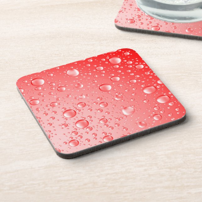 Dessous-de-verre Gouttes de pluie Abstraite rouge métallique (Côté gauche)