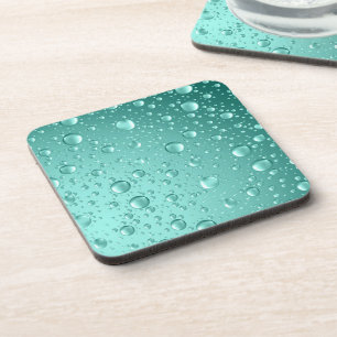 Dessous-de-verre Gouttes de pluie Abstraite Turquoise-verte métalli
