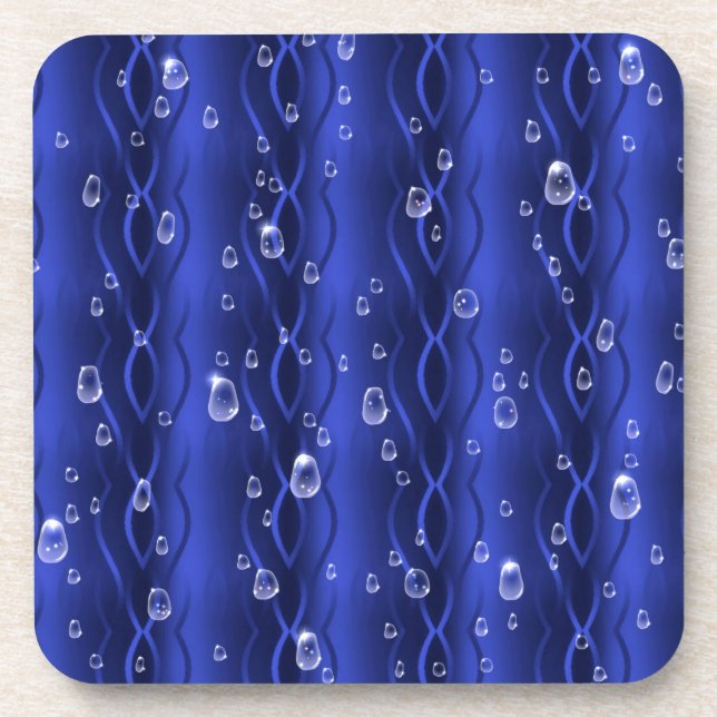 Dessous-de-verre gouttes de pluie sur le métal bleu (Devant)