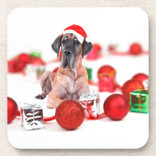 Dessous-de-verre Grand chien Danois avec ornements de Noël Cadeaux