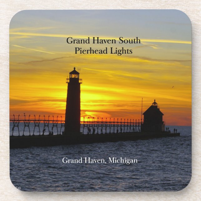 Dessous-de-verre Grand Haven South Pierhead Lumières coucher de sol (Devant)