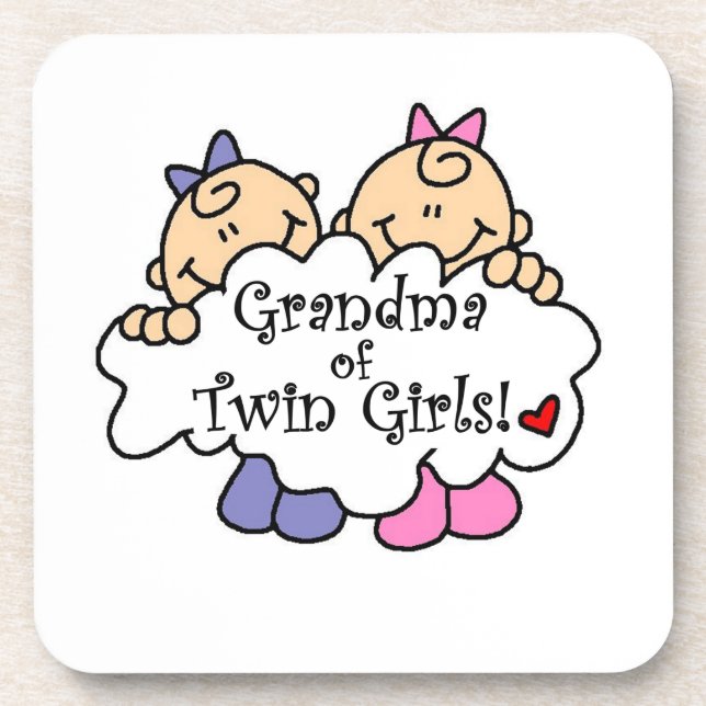 Dessous-de-verre Grand-mère de jumeaux cadeaux de filles (Devant)