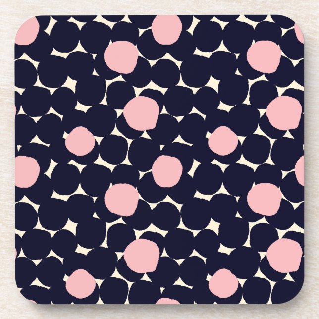 Dessous-de-verre Grand motif de point bleu et rose (Devant)