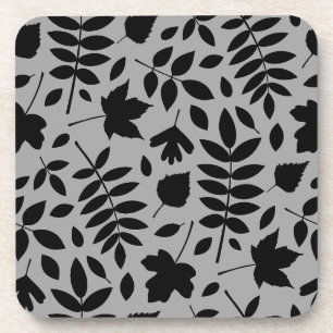 Dessous-de-verre Grand Motif Feuille tombé noir sur gris