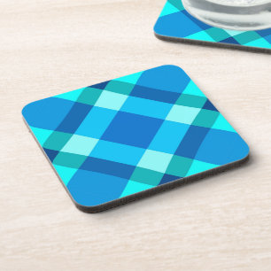 Dessous-de-verre Grand Plaid Moderne, Bleu Cobalt, Aqua & Turquoise