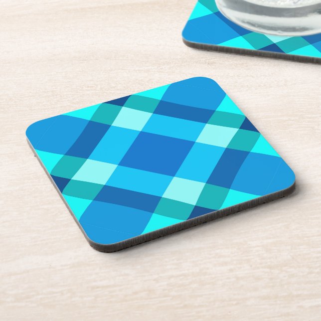Dessous-de-verre Grand Plaid Moderne, Bleu Cobalt, Aqua & Turquoise (Côté gauche)