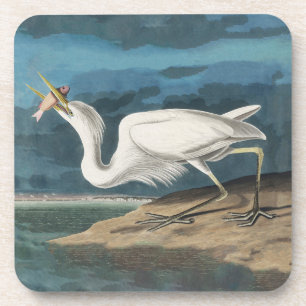 Dessous-de-verre Grande Peinture de la faune d'Audubon Heron blanc