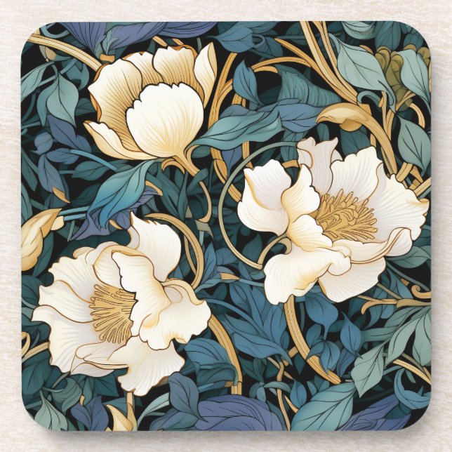 Dessous-de-verre Grandes Fleurs William Morris Inspiré Plastique Du (Devant)