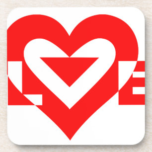 Dessous-de-verre Graphique d'amour cool, Rouge