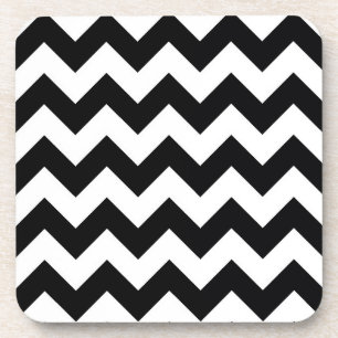 Dessous-de-verre Gras noir et blanc Chevron Zig Zag Motif