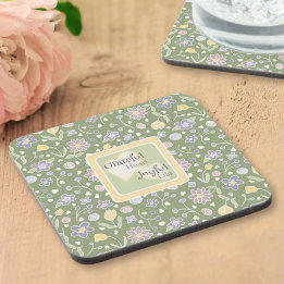 Dessous-de-verre Grateful Heart Joyful Life Floral Coaster Set