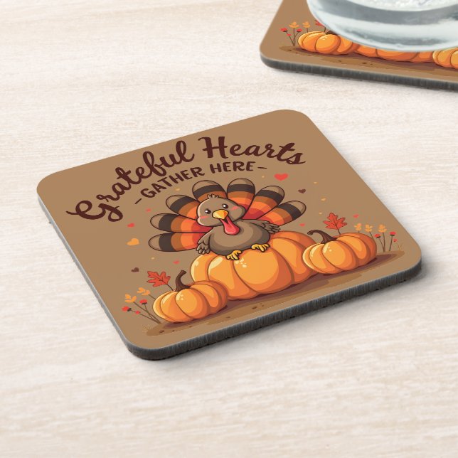 Dessous-de-verre Grateful Hearts Thanksgiving Turkey (Côté gauche)
