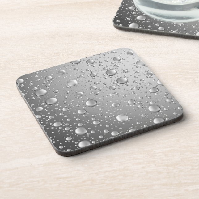Dessous-de-verre Gray argenté métallique gouttes de pluie Abstraite (Côté gauche)