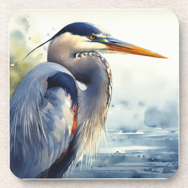 Dessous-de-verre Great Blue Heron Faune Mer Terres Humides Oiseaux  (Devant)
