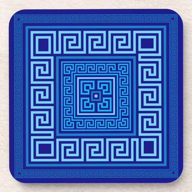 Dessous-de-verre Grec Mander - Clé grecque - Nuances de bleu (Devant)