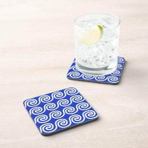 Dessous-de-verre Grec Meander Key Waves Motif Bleu