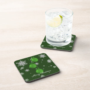 Dessous-de-verre Green Christmas Ornaments Beverage Coaster