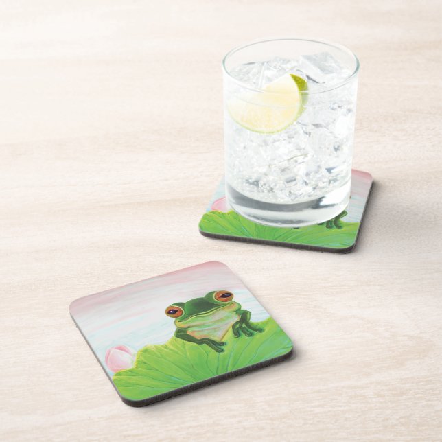 Dessous-de-verre Grenouille verte Relaxation sur la sécurité du cou (Côté Droit)