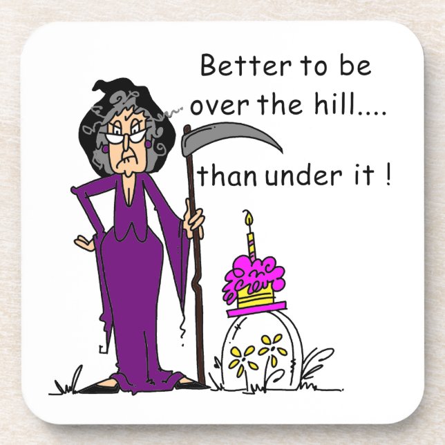 Dessous-de-verre Grim Reaper Humour d'anniversaire (Devant)