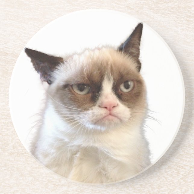 Dessous de verre grincheux originaux de chat (Devant)