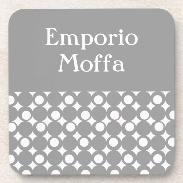 Dessous-de-verre Gris Mod Ball Design @ Emporio Moffa avec texte (Devant)