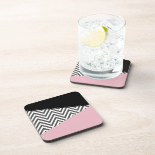 Dessous-de-verre Gris Zigzag, Gris Chevron, Motif Zigzag, Rose