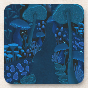Dessous-de-verre Grosse de champignons enchâssée bleu