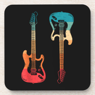 Dessous-de-verre Guitare Rétro Guitariste Électrique Basse Guitare