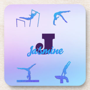 Dessous-de-verre Gymnastique féminine Monogramme bleu violet person