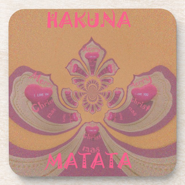 Dessous-de-verre Hakuna Matata Joyeux Noël joli coeur design (Devant)