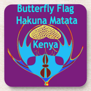 Dessous-de-verre "Hakuna Matata Kenya" Papillon Art Imprimer/Graphi