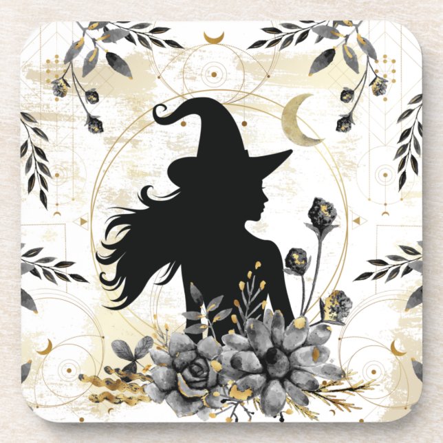 Dessous-de-verre Halloween contemporain moderne sorcière 3 (Devant)