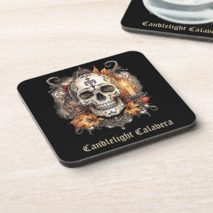 Dessous-de-verre Halloween, motif crâne, Calavera à la bougie