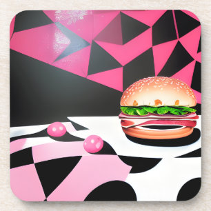 Dessous-de-verre Hamburger de style rétro rose