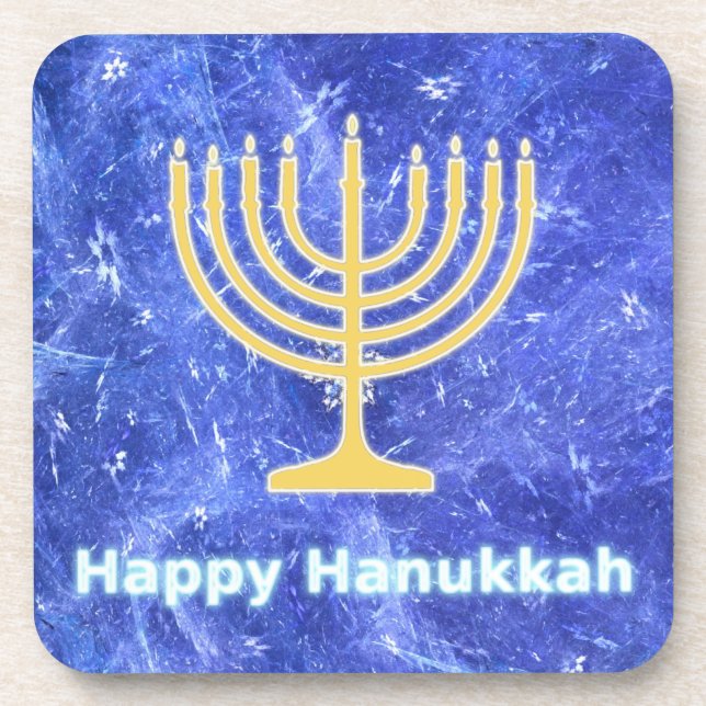 Dessous-de-verre Hanoukka Snowstorm Menorah (Devant)