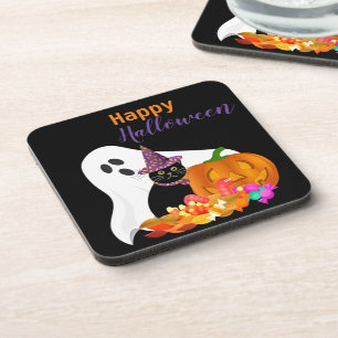 Dessous-de-verre Happy Halloween Ghost et Black Cat Plastic