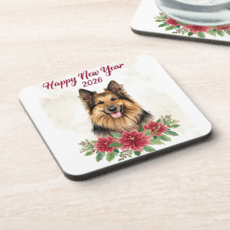 Dessous-de-verre Happy New Year 2026 Dog Theme Coasters