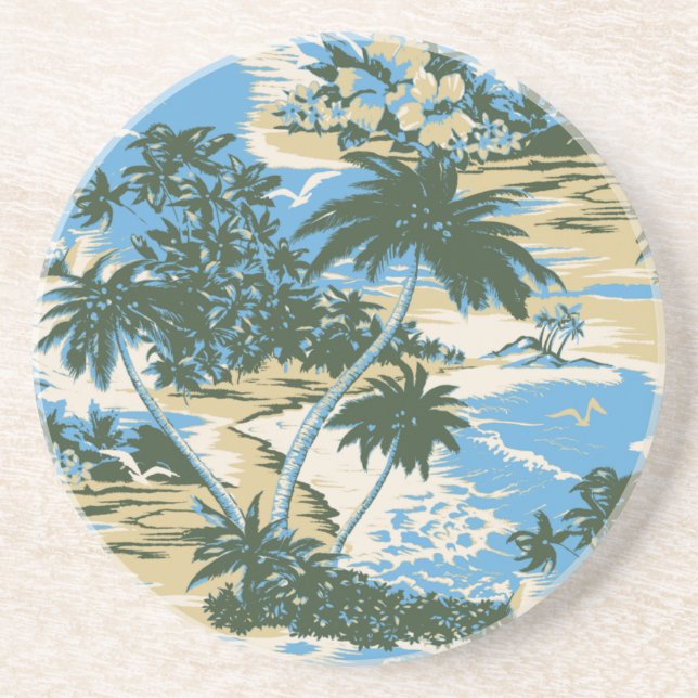 Dessous de verre hawaïens de barre de Tiki de baie (Devant)