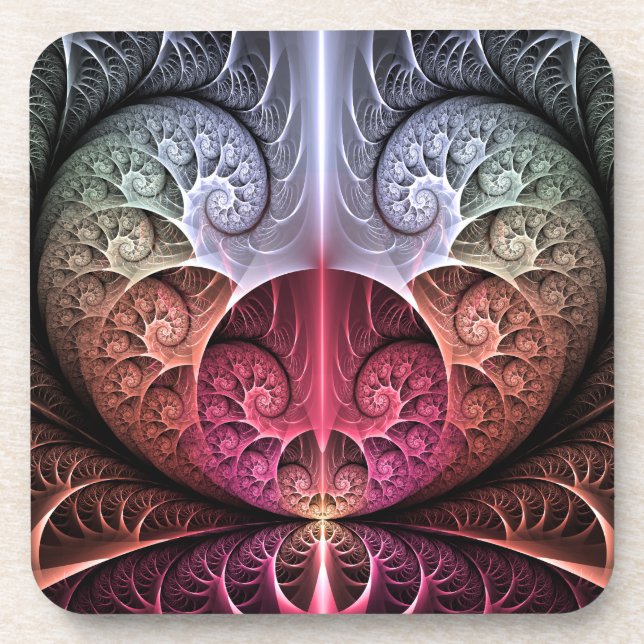 Dessous-de-verre Heartbeat, Abstrait surreal Imaginaire Fractal Art (Devant)