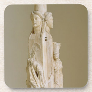 Dessous-de-verre Herm triforme de Hecate, sculpture de marbre, pe