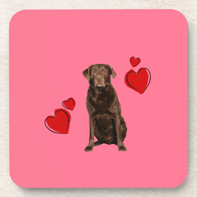 Dessous-de-verre Heureuse Sainte-Valentin du chocolat du Labrador (Devant)
