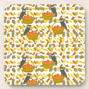 Dessous de Verre Hibou et Citrouilles d'Automne