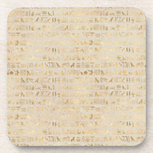 Dessous-de-verre Hiéroglyphes d'Égypte d'or sur l'ivoire
